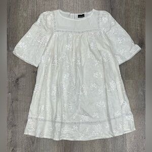 Ermanno Scervino White Linen Embroidered Dress